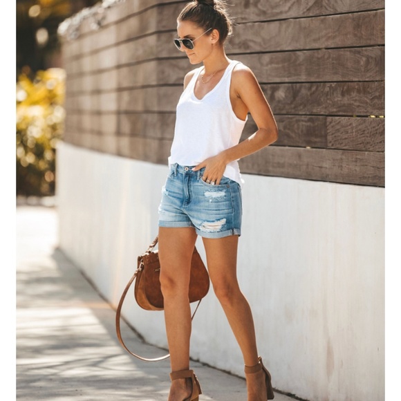 ARIANA Distressed Denim Shorts - Picture 8 of 8